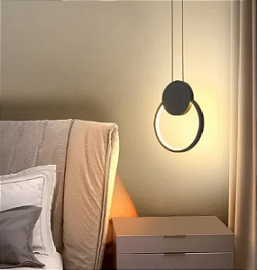 Pendente Led 3500K 10W Preto D200*H260Mm Aluminio Com Borracha Cabo 2M