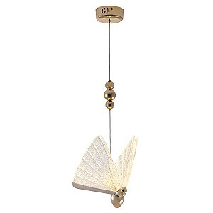 Pendente Led Borboleta Dourado 5W 3500K 4500K 6500K  Cabo 1M Cinderela