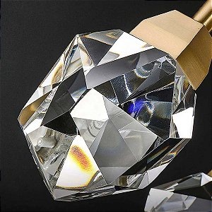 Pendente Cristal D10Cm Dourado Cabo 2M 3200K 7W