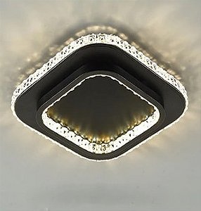 Luminaria Plafon D300Mm Aco Com Acrilico Preto Led 33W 3200K