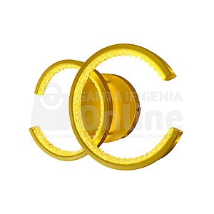 Luminaria Plafon D300Mm Aco Com Acrilico Dourado Led 28W 3200K