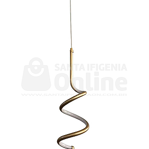 Pendente De Led 3200K 10W Dourado Cabo 2M D150*H500Mm Aluminio Com Borracha