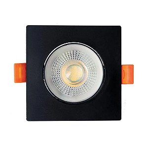 Spot Easy Led Embutir Quadrado 450 Lumens 5W Bivolt 8,5Cm Preto Llum Bronzearte - Branco Frio