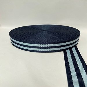 ALÇA 40MM 2 LISTRAS GROSSA COR MARINHO LISTRA AZUL BB (METRO)
