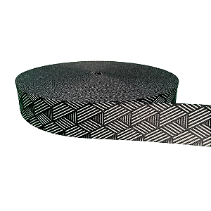 ALÇA ACETINADA 30MM ESTAMPADA COR TRANÇADA PRETA 1 METRO
