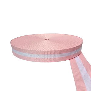 ALÇA 30MM 1 LISTRA COR ROSA BB LISTRA BRANCA (METRO)