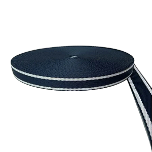 ALÇA 40MM 2 LISTRAS FINA COR MARINHO LISTRA BRANCA (METRO)