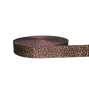 ALÇA ACETINADA 30MM ESTAMPADA COR ONCINHA 1 METRO