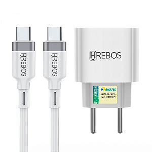 Carregador Turbo USB+TYPE-C HREBOS 20 W