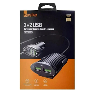 Carregador Veicular dianteira e traseira 2+2  USB  - Basike