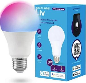 Lâmpada LED Inteligente Colorida Dimerizável Wi-Fi Multilaser Liv