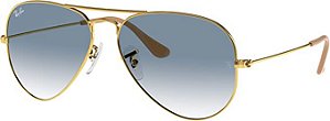 Óculos de Sol Ray Ban Aviador Dourado com Azul Pequeno