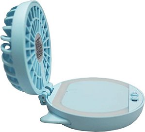 Mini Ventilador com espelho com led para maquiagem