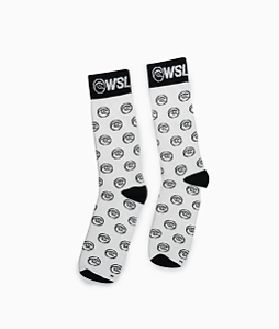 Meia WSL Ondas Preto e Branco