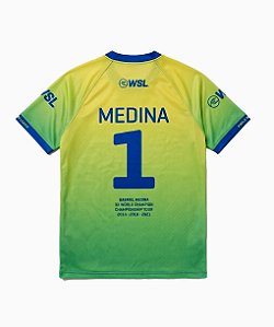 Camisa Jersey WSL Gabriel Medina Nº 1 Verde e Amarelo