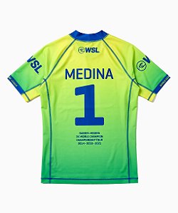 Camisa Lycra WSL Gabriel Medina  Nº 1 Verde e Amarelo