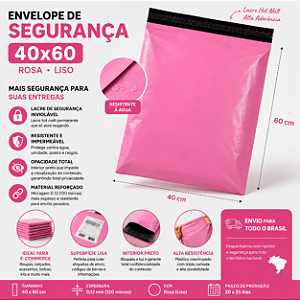 Envelope de Segurança 40x60 Rosa Liso 0,12 mm para E-commerce