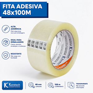 Fita Adesiva Transparente 45mm x 100m Para Empacotamento 1 UN