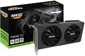 Placa de Video Inno3D RTX 5060 Twin X2 NVIDIA Geforce, 8GB, 128bits, 2497MHz, FP4 e DLSS 4, Ray Tracing - N50602-08D7-195071N