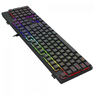 Teclado Gamer Redragon Netherbane, RGB, USB, Membrana, ABNT2, Full Size, Preto, K521-RGB