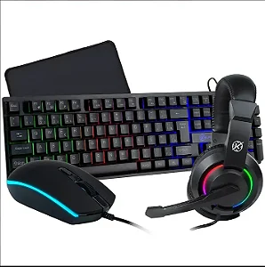 Kit Combo 4x1 Mouse Teclado Headset Kalkan Preto