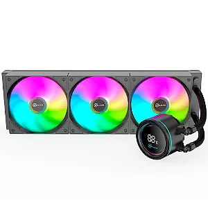 Water Cooler Kalkan Alpha 360 ARGB, 360mm, Com Display, Intel-AMD, Preto