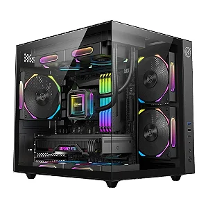 Gabinete Gamer Kalkan Midgard, Mid Tower, Micro-ATX, Lateral em Vidro Temperado, Sem FANs, Preto