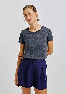 HERING BLUSA BÁSICA FEMININA MANGA CURTA SLIM - CINZA