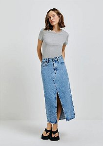 HERING  BLUSA BÁSICA FEMININA MANGA CURTA SLIM - CINZA