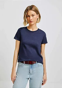 HERING BLUSA BÁSICA FEMININA MANGA CURTA SLIM - AZUL