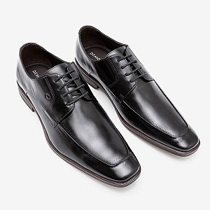 DEMOCRATA SAPATOS MASC PRETO COURO BOVINO  SOLADO BORRACHA