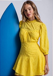 LEZ A LEZ VESTIDO TECIDO LAISE FELICIDAD AMARELO SOLE