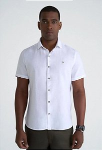 DOCTHOS CAMISA MANGA CURTA SLIM LINHO MISTO - BRANCO
