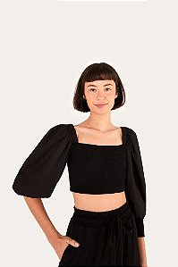 FARM BLUSA CROPPED MANGA ESTRUTURADA