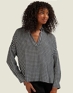 SHOULDER BLUSA PIED POULE