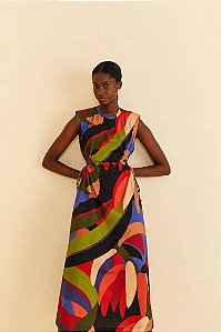 FARM VESTIDO MIDI BANANEIRA GRAFICA