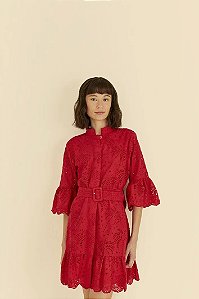 FARM VESTIDO CURTO LAISE COQUEIRO VERMELHO