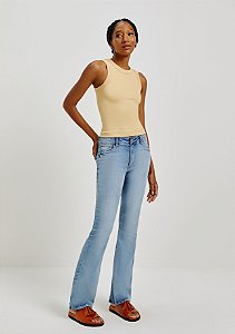 HERING CALÇA JEANS FEMININA FLARE CINTURA MÉDIA COM ELASTANO - AZUL