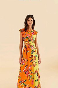 FARM VESTIDO MIDI CAJU CÉU