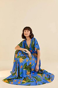 FARM VESTIDO LONGO ESTAMPADO POA DE BANANA