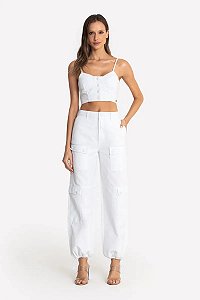 SLY CALÇA PARACHUTE COM BOLSOS E BOTÕES FORRADOS EM SARJA