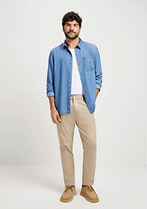 HERING CALÇA BÁSICA MASCULINA CHINO SLIM EM SARJA COM ELASTANO - BEGE