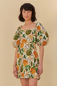 FARM VESTIDO CURTO MANGA BIRIBA