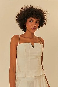 FARM BLUSA BABADO BARRA OFF WHITE