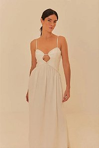 FARM VESTIDO CROPPED DECOTE IRREGULAR OFF WHITE