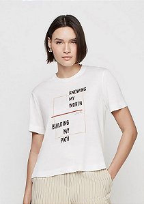 DZARM CAMISETA RETA DECOTE REDONDO ESTAMPADA - OFF WHITE