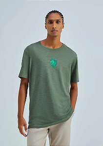 HERING CAMISETA MASCULINA EM MALHA FLAMÊ COM ESTAMPA - VERDE