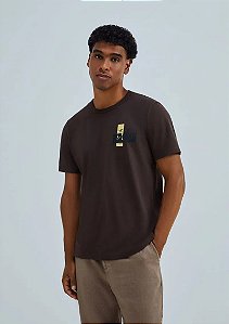 HERING CAMISETA MASCULINA MANGA CURTA COM ESTAMPA - MARROM