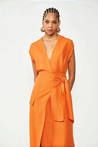 COLCCI VESTIDO LINHO LARANJA GRAPEF