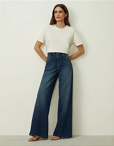 SHOULDER CALÇA JEANS WIDE CINTURA MEDIA